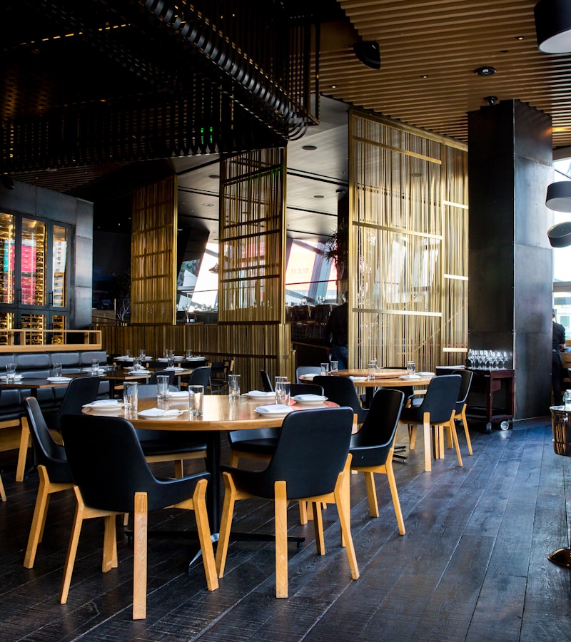 Warm restaurant interior with ambient lighting